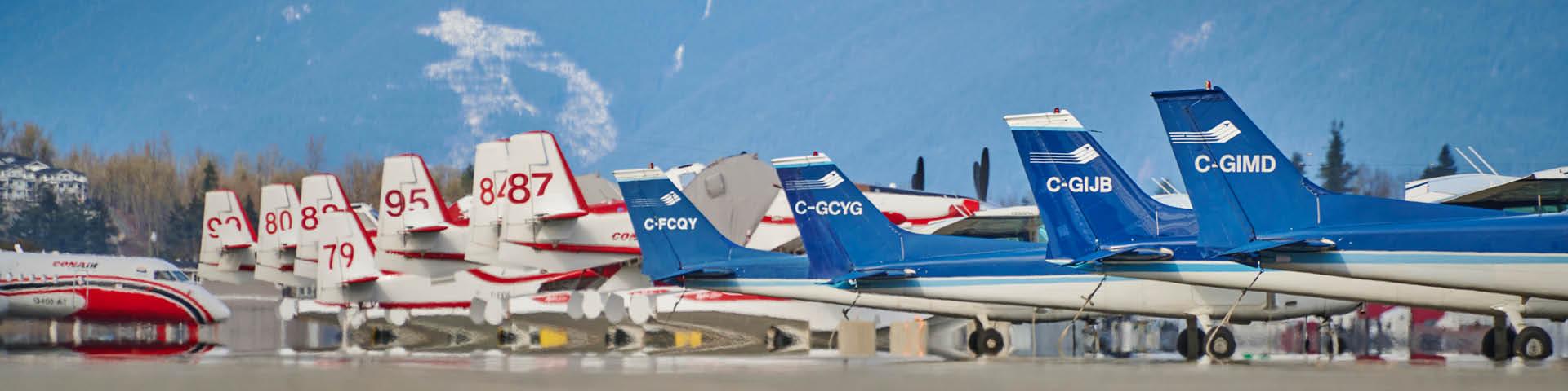 Image of aircraft parked in a row