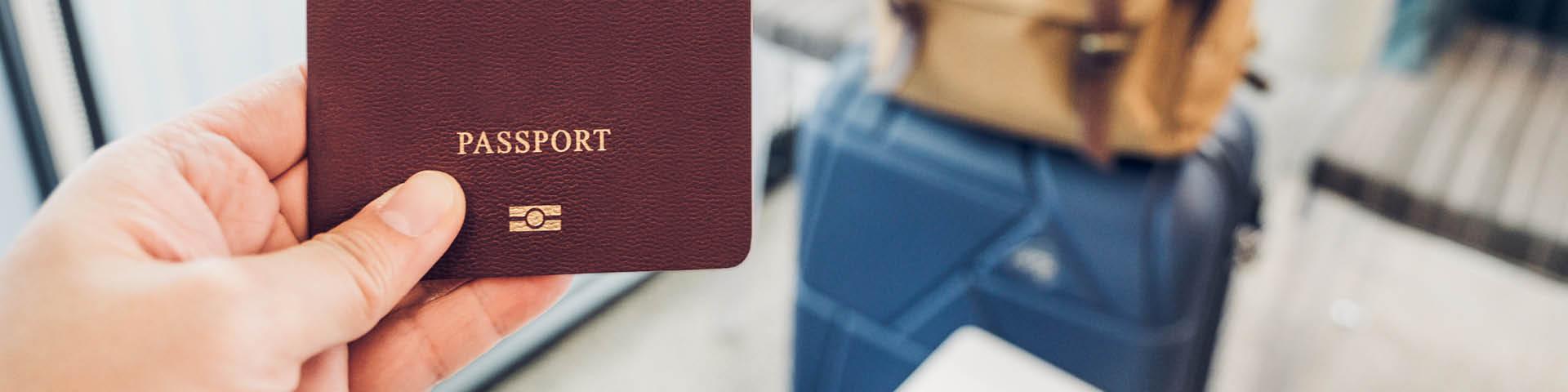Image of hand holding a passport